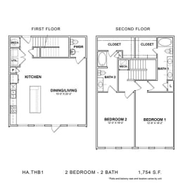 2 beds, 2 baths, 1,754 sqft, $3,546