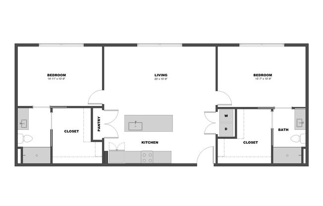 2 beds, 2 baths, 1,101 sqft, $2,704