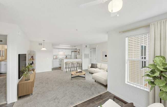 a living room with a couch and a coffee table