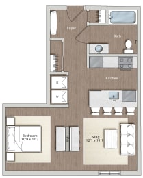 Studio, 1 bath, 574 sqft, $2,287