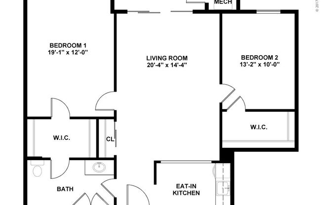 2 beds, 1 bath, 1,035 sqft, $1,465