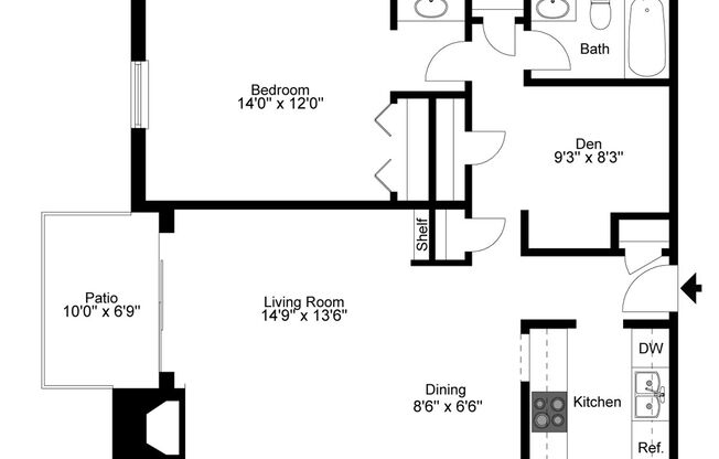 1 bed, 1 bath, 835 sqft, $1,500, Unit 70204
