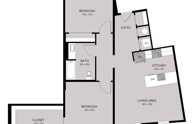 2 beds, 1 bath, 962 sqft, $2,306