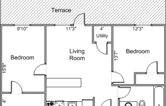 2 beds, 1 bath, 600 sqft, $2,599, Unit 45R-P02