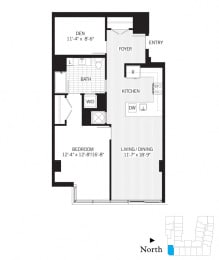1 bed, 1 bath, 1,017 sqft, $3,090