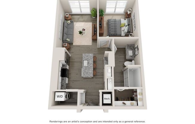 1 bed, 1 bath, 670 sqft, $1,495