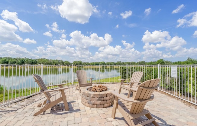 sitting area with fire pit and chairs