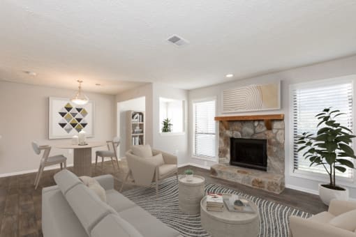 Living Area With Fireplace at Edgemont  Apartments, PRG Real Estate, Greenville, 29615