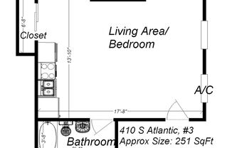 Studio, 1 bath, 251 sqft, $919, Unit 410 S. Atlantic Ave. #3