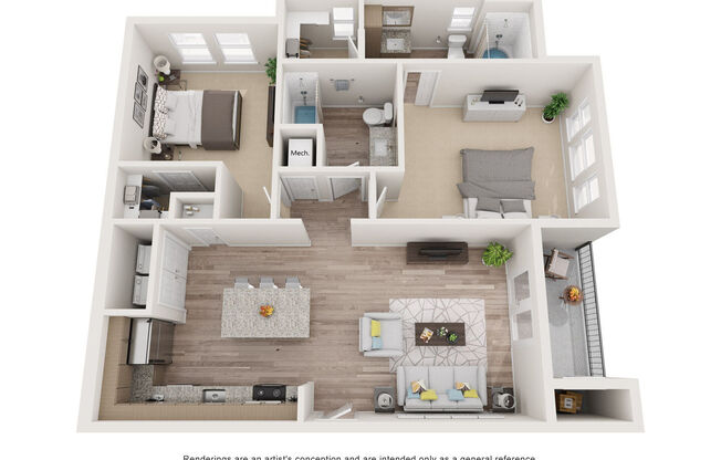 2 beds, 2 baths, 1,019 sqft, $1,544