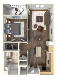 1 bed, 1 bath, 743 sqft, $3,345