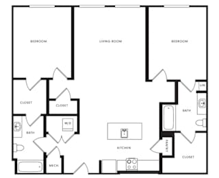 2 beds, 2 baths, 1,233 sqft, $2,063