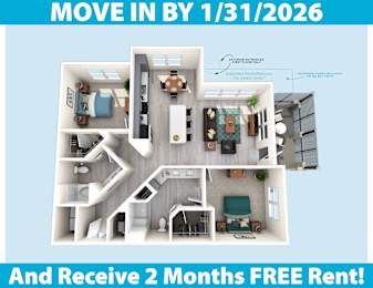 2 beds, 2 baths, 1,166 sqft, $2,385