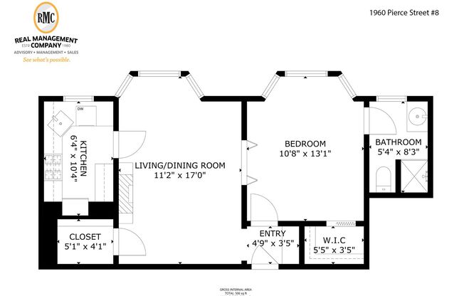 1 bed, 1 bath, 512 sqft, $3,195