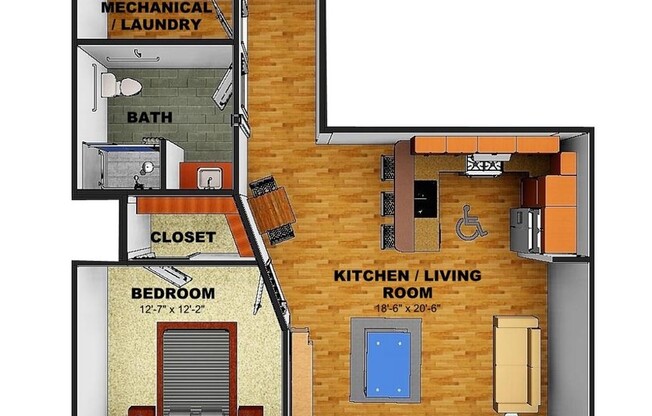 1 bed, 1 bath, 747 sqft, $1,750, Unit 507