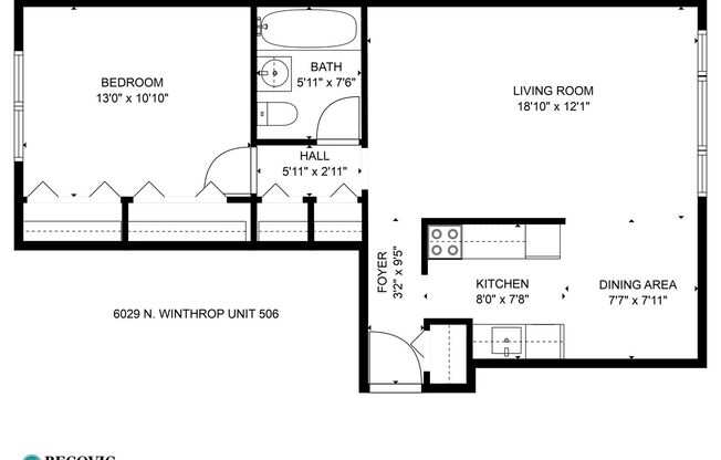 1 bed, 1 bath, 581 sqft, $1,850, Unit 506