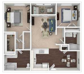 2 beds, 2 baths, 1,188 sqft, $1,126