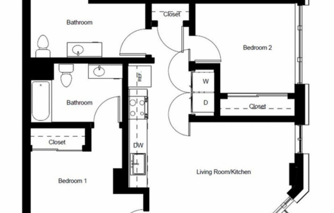 2 beds, 2 baths, 947 sqft, $2,150, Unit 111