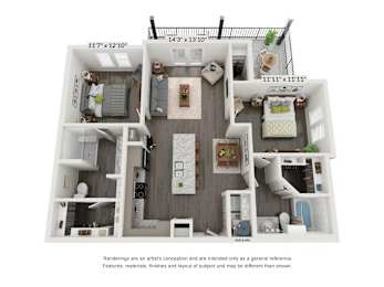 2 beds, 2 baths, 1,100 sqft, $1,545