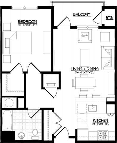 1 bed, 1 bath, 767 sqft, $2,540