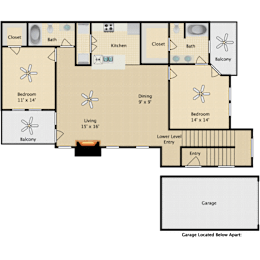 2 beds, 2 baths, 1,340 sqft, $2,022