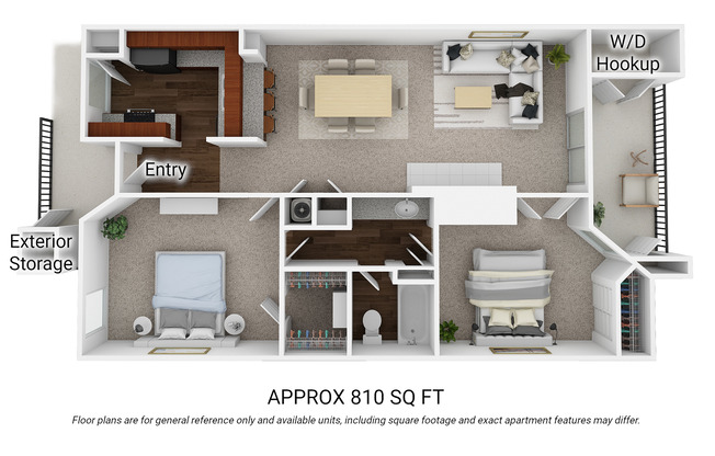 2 beds, 1 bath, 810 sqft, $961
