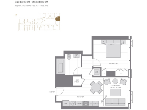 1 bed, 1 bath, 693 sqft, $2,950, Unit 1003