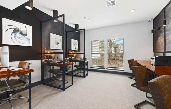 Conference room with desks and chairs and a window at Windsor Westminster, Westminster, Colorado