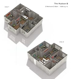 2 beds, 2 baths, 1,005 sqft, $1,608