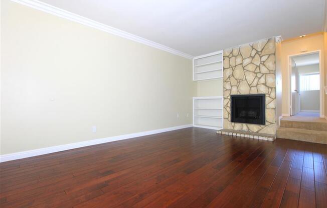 Living room with fireplace