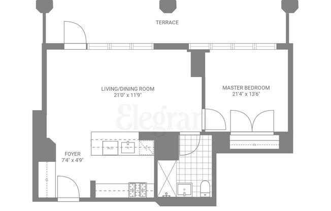 1 bed, 1 bath, 635 sqft, $5,250, Unit B-408