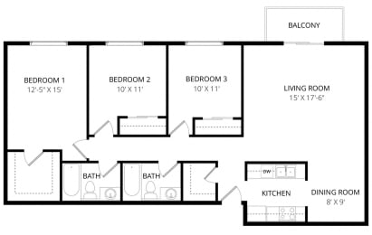 3 beds, 2 baths, 1,260 sqft, $2,510