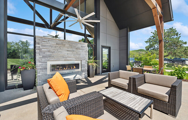 Community Clubhouse Patio Area at Elevate on Parkway Apartments, Burnsville, Minnesota