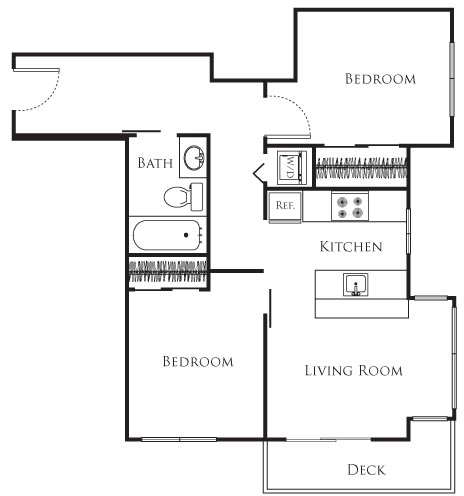2 beds, 1 bath, 592 sqft, $2,307, Unit 528