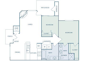 2 beds, 2 baths, 990 sqft, $2,306