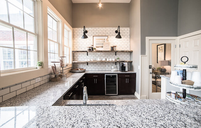 Fully Equipped Kitchen In Clubhouse at Champion Farms Apartments, Louisville