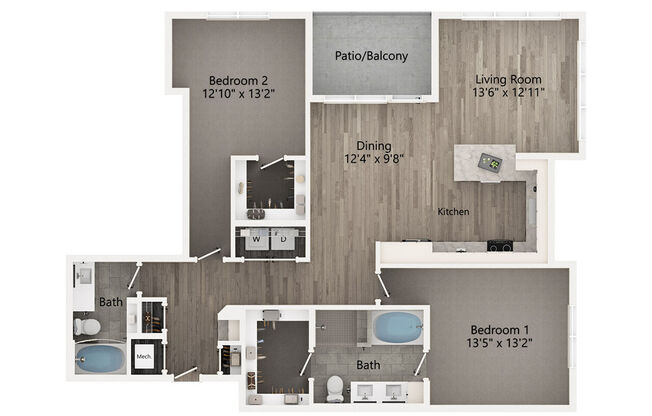 2 beds, 2 baths, 1,453 sqft, $3,751