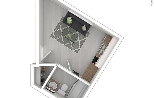 Studio, 1 bath, 258 sqft, $1,350, Unit 505