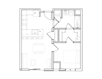 1 bed, 1 bath, 607 sqft, $1,995