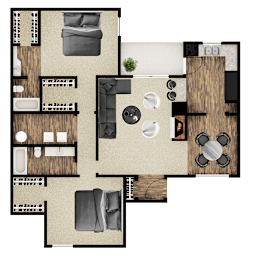 2 beds, 2 baths, 1,189 sqft, $1,603