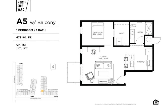 1 bed, 1 bath, 679 sqft, $1,500