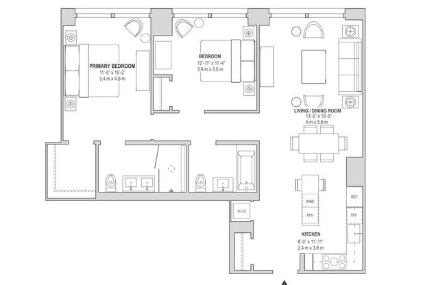 2 beds, 2 baths, 1,100 sqft, $13,500, Unit N8C