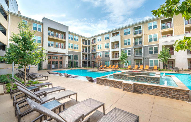 Poolside Sundeck With Relaxing Chairs at Aviator West 7th, Texas, 76107