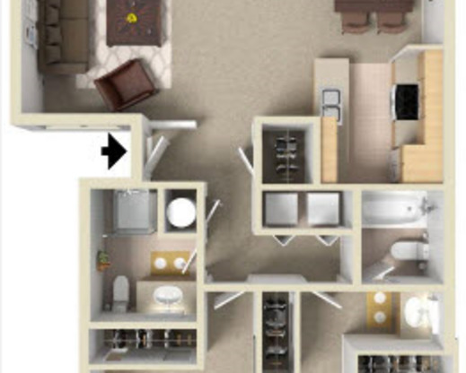 2 beds, 2 baths, 1,100 sqft, $1,877