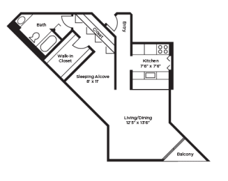 Studio, 1 bath, 675 sqft, $2,114