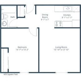 1 bed, 1 bath, 600 sqft, $1,005