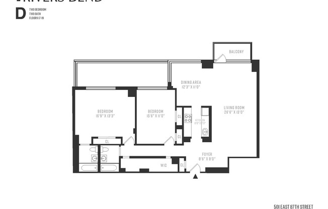 2 beds, 2 baths, 1,395 sqft, $10,817, Unit 17D