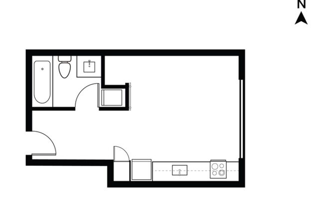 Studio, 1 bath, 384 sqft, $1,500, Unit 212