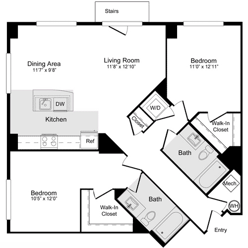 2 beds, 2 baths, 1,128 sqft, $2,829, Unit 409