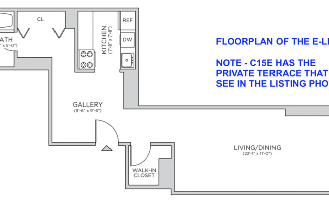 1 bed, 1 bath, $4,000, Unit C15E